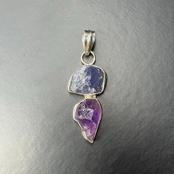 Sterling Silver Tanzanite and Amethyst Pendant Tanzanite Pendant Amethyst - Picture 2 of 5